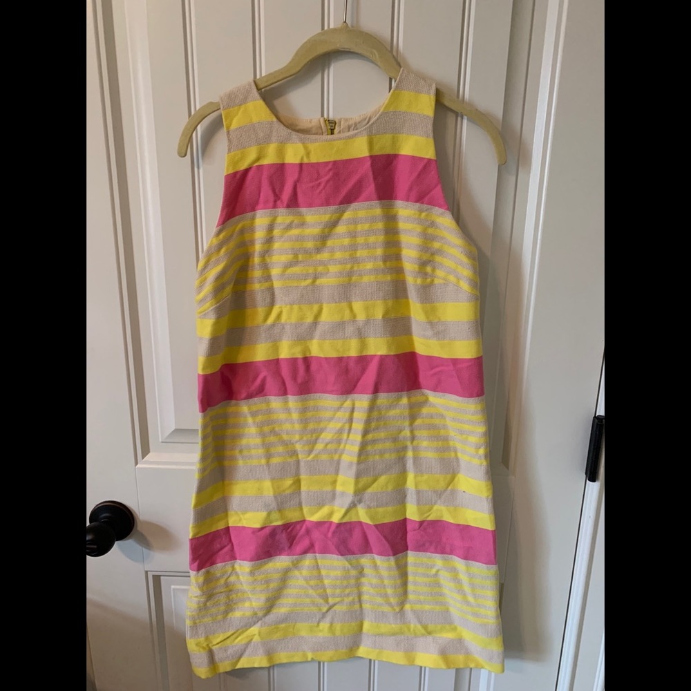 The Loft, pink and yellow sleeveless dress